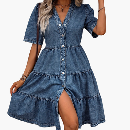 Robe décontractée pour femme style chemisier à boutons, élégante et estivale