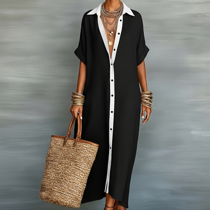 Robe Chemise Longue Décontractée Femme Style Bohème Élégant Été