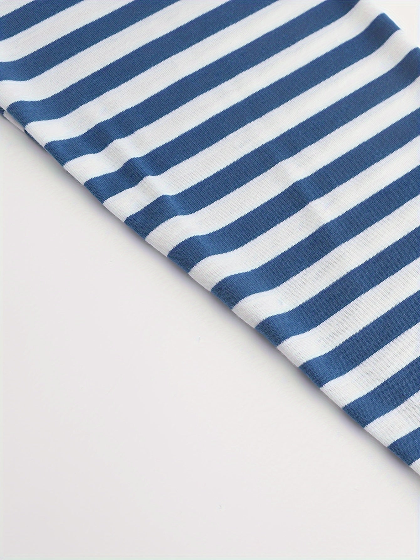 T-shirt à manches longues rayé col rond bleu et blanc pour homme