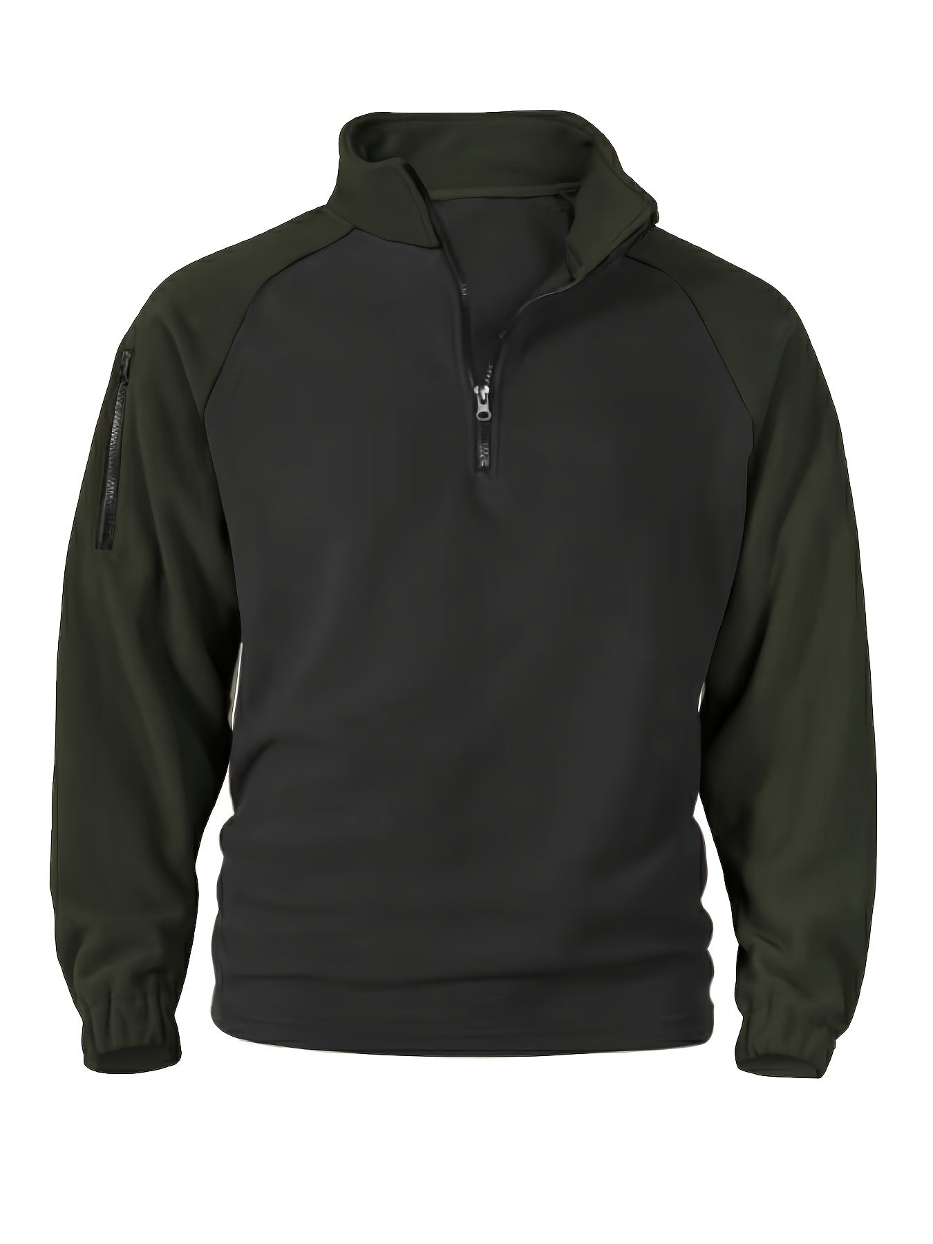 Polaire Homme Bicolore Col Montant avec Fermeture Éclair et Manches Raglan