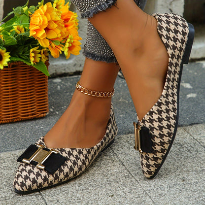 Ballerine donna con motivo pied-de-poule chic ed eleganti per tutti i giorni