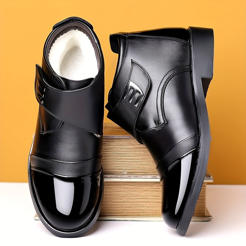 Chaussures montantes homme noires avec bout verni et patte auto-agrippante