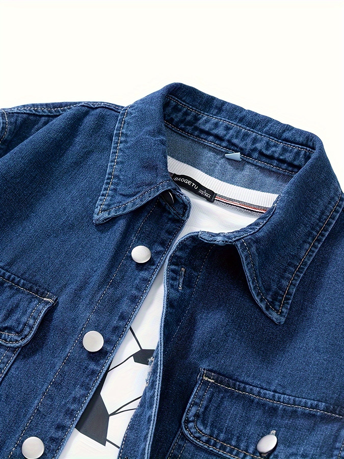 Surchemise Homme Décontractée en Jean à Manches Longues et Poches Poitrine