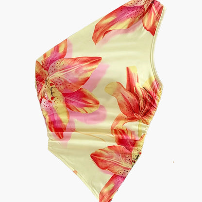 Body une épaule motif floral style élégant pour femme – Idéal printemps/été