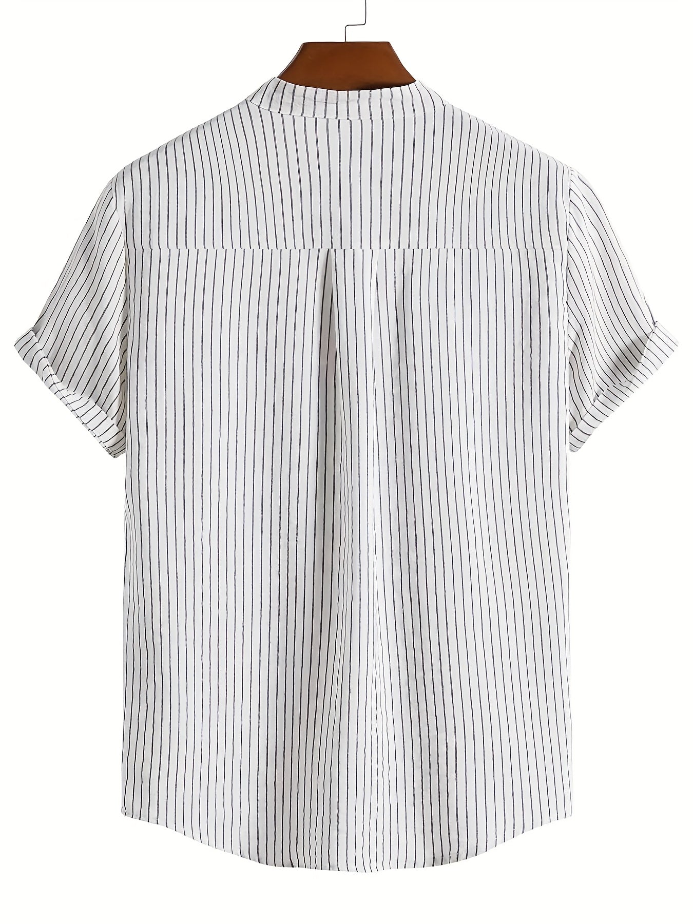 Chemise décontractée à rayures col mao pour homme - Style tendance et confortable