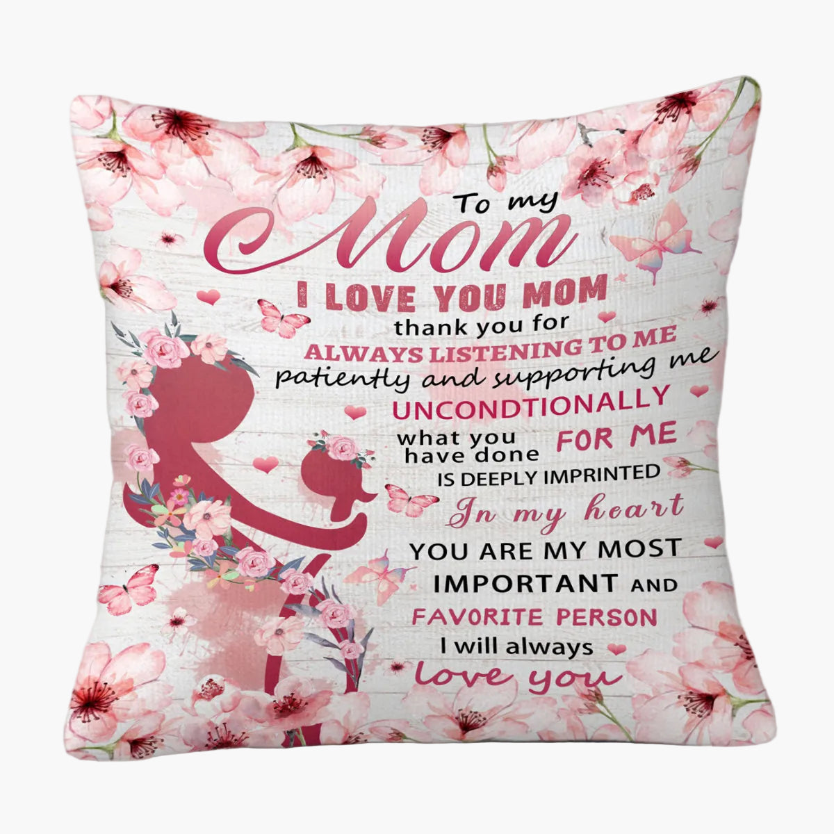 Decorative Quote Pillow for Mom – Sentimental Mother's Day Gift, Contemporary Style, for Bedroom or Living Room, Woman