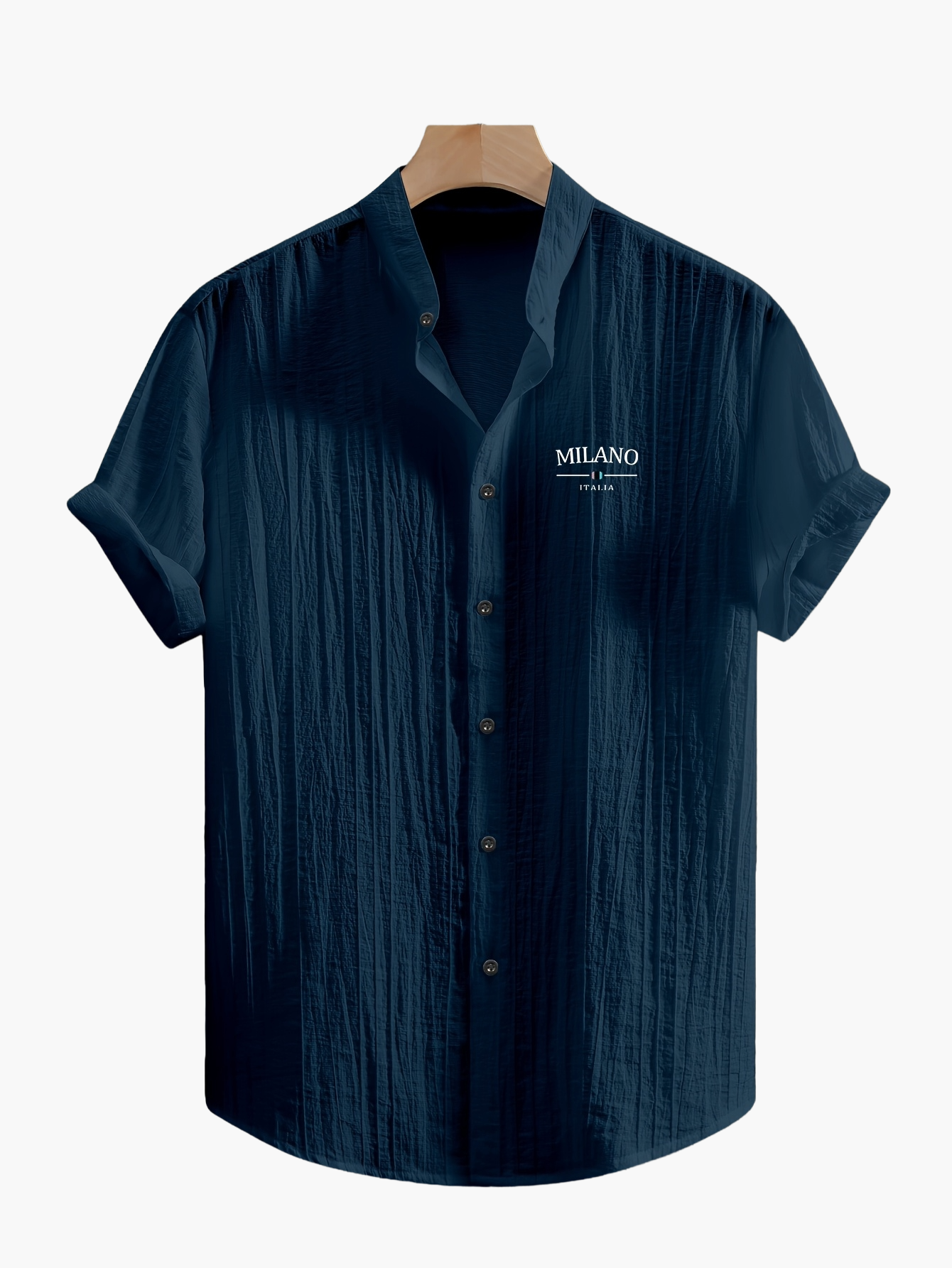 Casual skjorte med mao-krave til mænd – moderne MILANO-stil, korte ærmer, ideel til sommeren