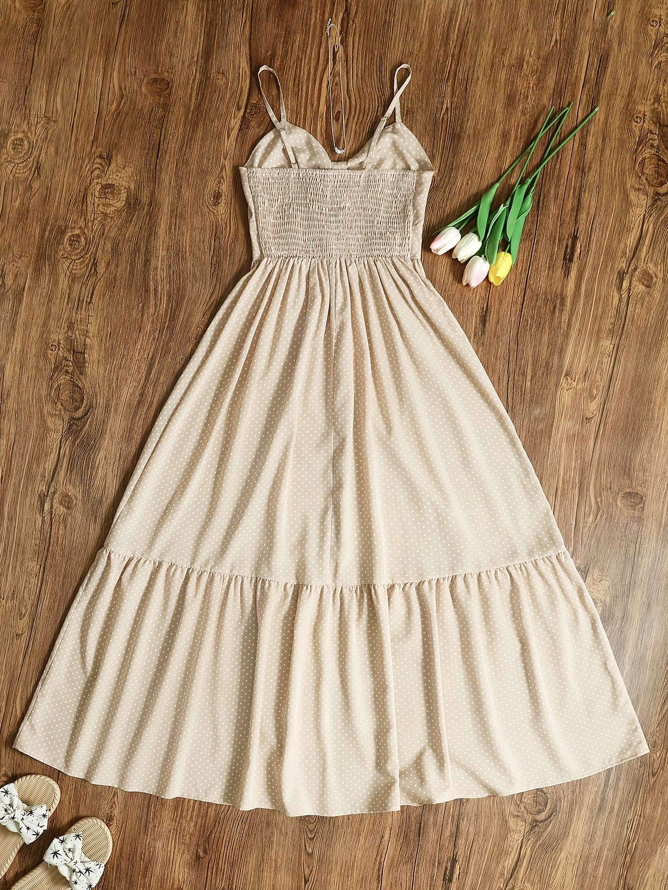 Vintage stijl lange jurk met stippen voor elegante en chique dames