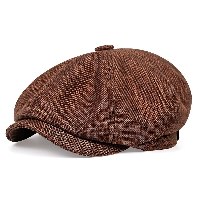 Men's Gatsby-Style Flat Beret Cap, Various Colors, Elegant Visual Texture