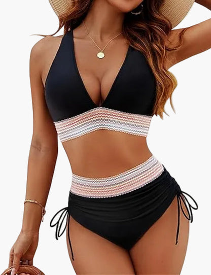 Bikini Donna Vita Alta Stile Bohémien – Costume Due Pezzi Modellante Ideale Spiaggia & Piscina