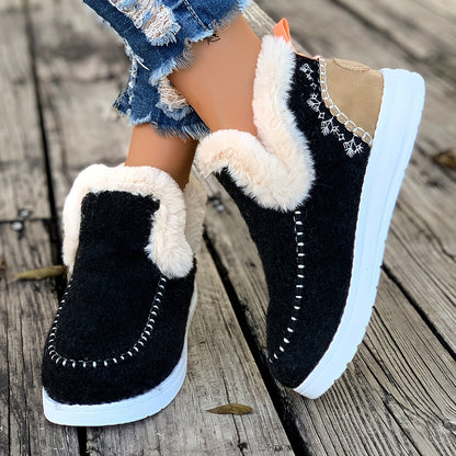 Chaussons montants doublés en fourrure pour femme, style mocassin, diverses couleurs