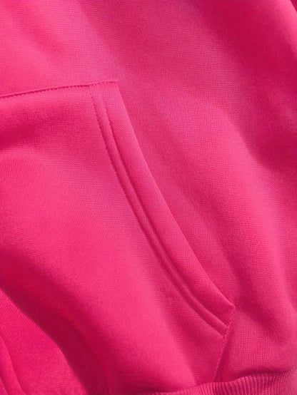 Sweat à Capuche Zippé Femme Rose Vif Étoile New York Lettrage Noir