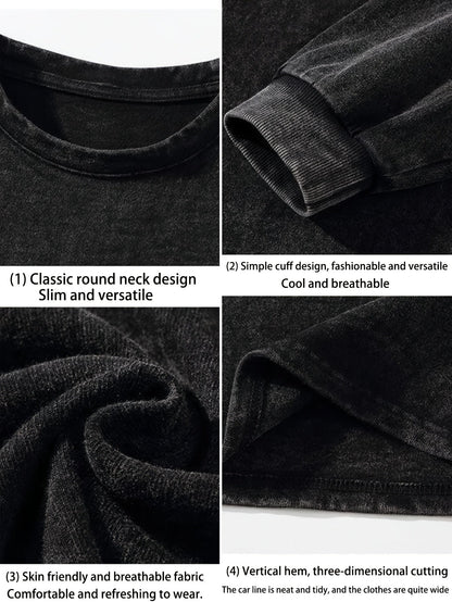 Sweat-shirt oversize délavé noir avec imprimé graphique épée ailée au dos