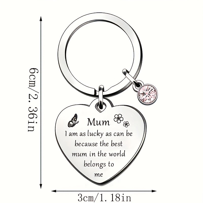 Porte-clés cœur pour femme – Cadeau sentimental fête des mères, message gravé pour maman