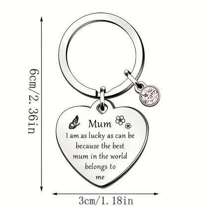 Porte-clés cœur pour femme – Cadeau sentimental fête des mères, message gravé pour maman