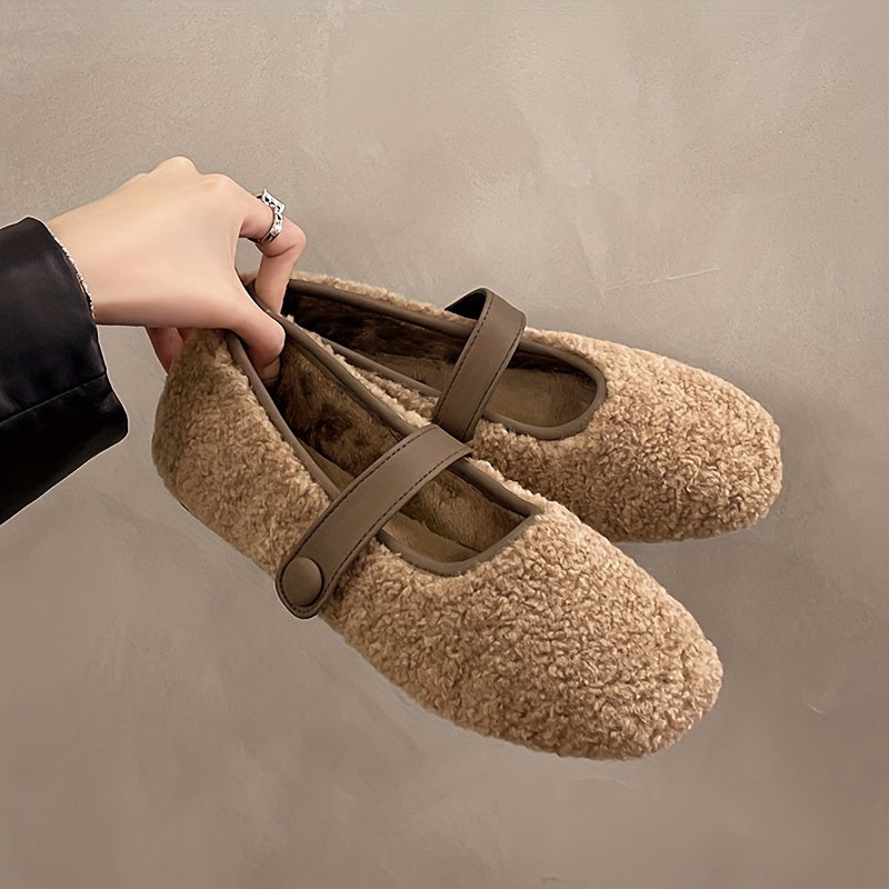 Ballerines Mary Jane douces pour femme, couleur unie, style confortable