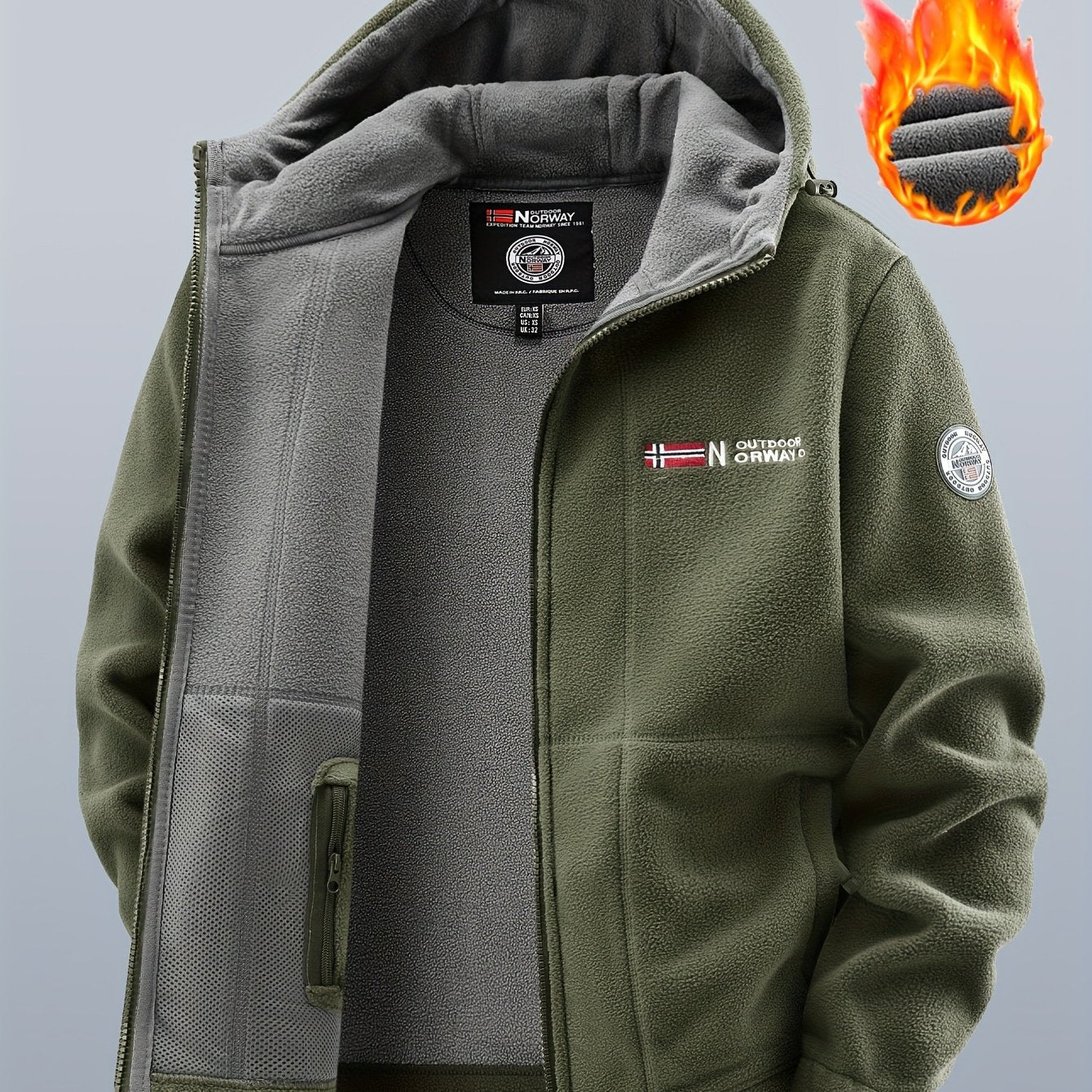 Veste polaire à capuche homme Bleu marine double épaisseur extérieur