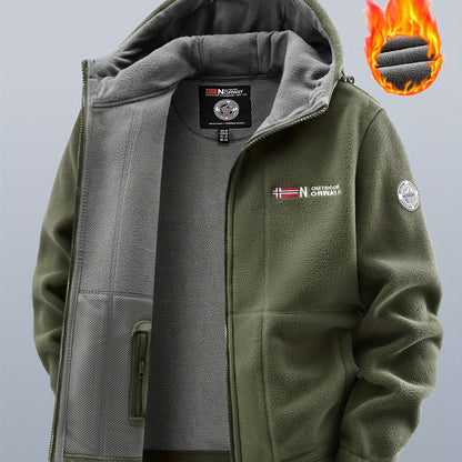 Veste polaire à capuche homme Bleu marine double épaisseur extérieur