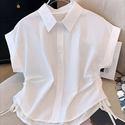 Chemise Femme Manches Courtes Élégante à Boutons Style Moderne