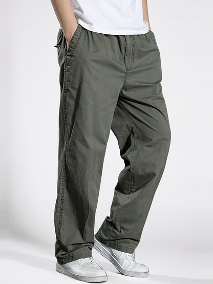 Pantalon décontracté à taille élastique homme, coupe ample, idéal pour loisirs et détente