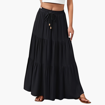 Casual lange rok met volant voor dames, elastische taille, ideaal voor zomer en strand