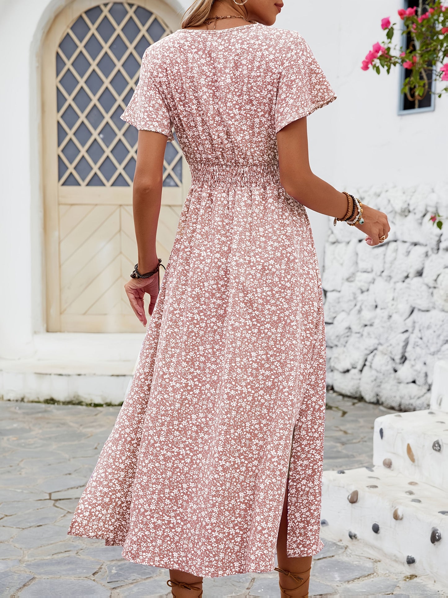 Abito lungo incrociato floreale stile bohémien da donna – Eleganza estiva e casual