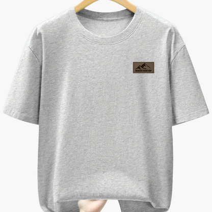 T-shirt casual męski w sportowym stylu z nadrukiem gór – Idealny na wypoczynek i weekend
