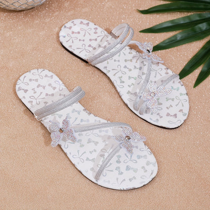 Flade damesandaler med sommerfuglestil, elegante til sommer og særlige lejligheder