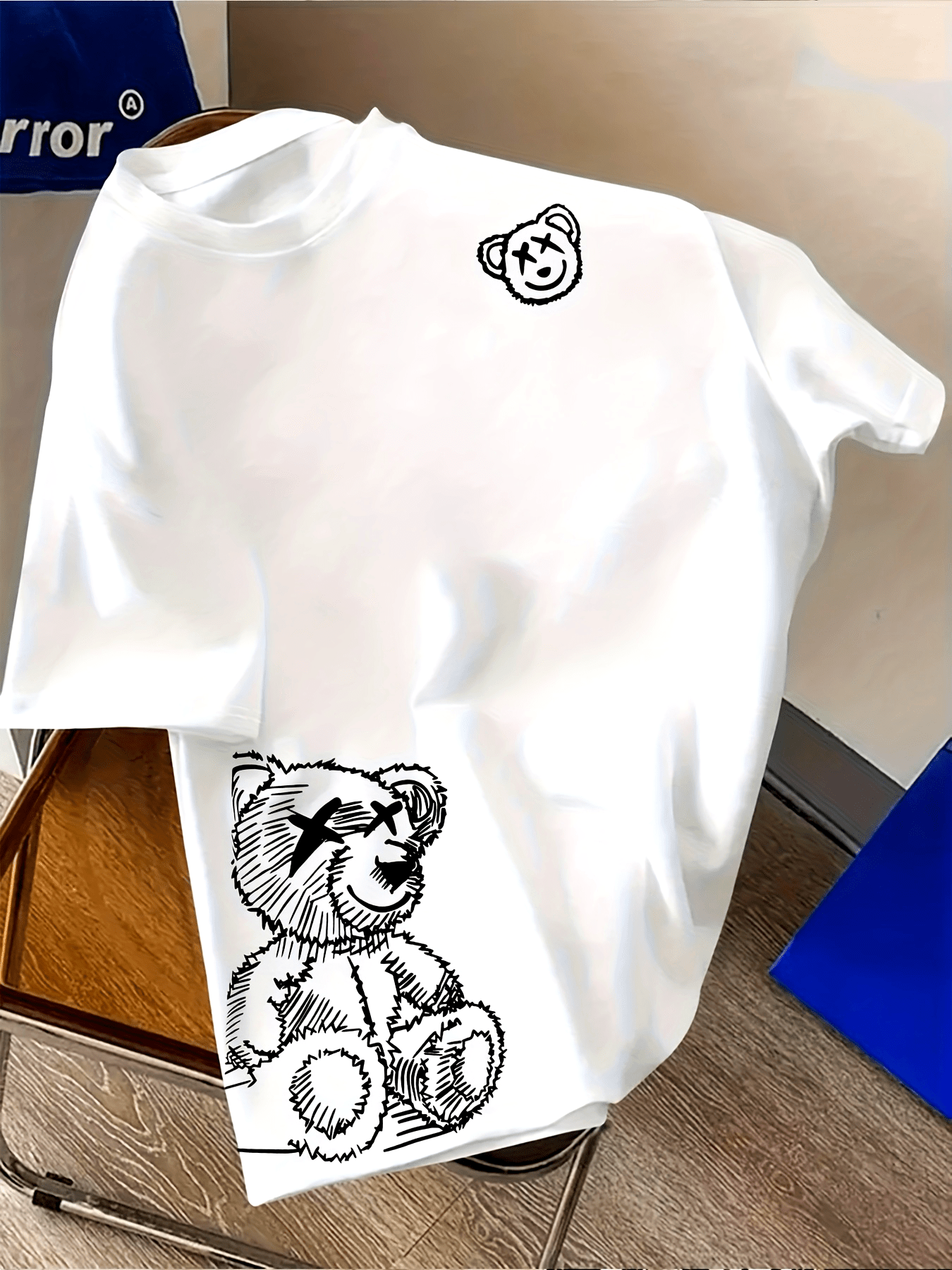 T-shirt homme streetwear motif ours graphique style artistique casual