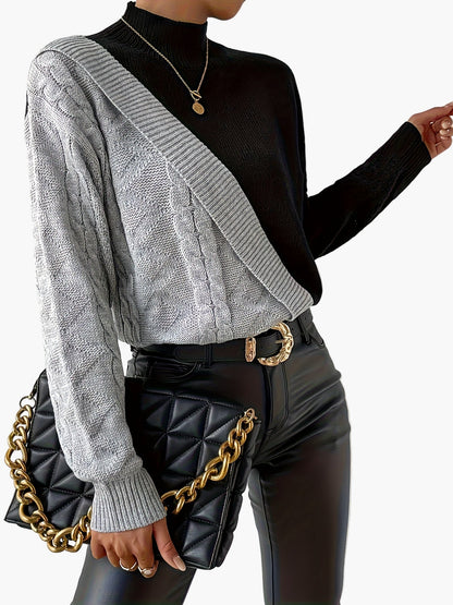 Maglione donna stile elegante con motivo patchwork per uso quotidiano o professionale