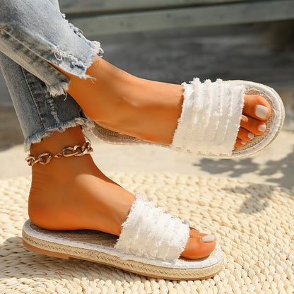 Sandales à enfiler style bohème pour femme – Slides décontractées chic vacances