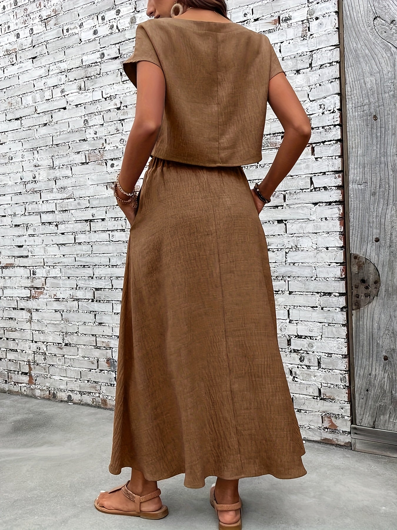 Ensemble deux pièces femme chic style bohème – Top court et jupe longue fluide