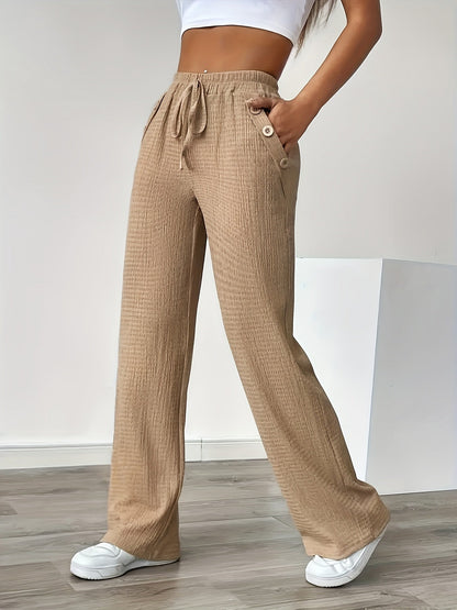 Pantalon décontracté droit taille haute pour femme - Style urbain chic et confortable