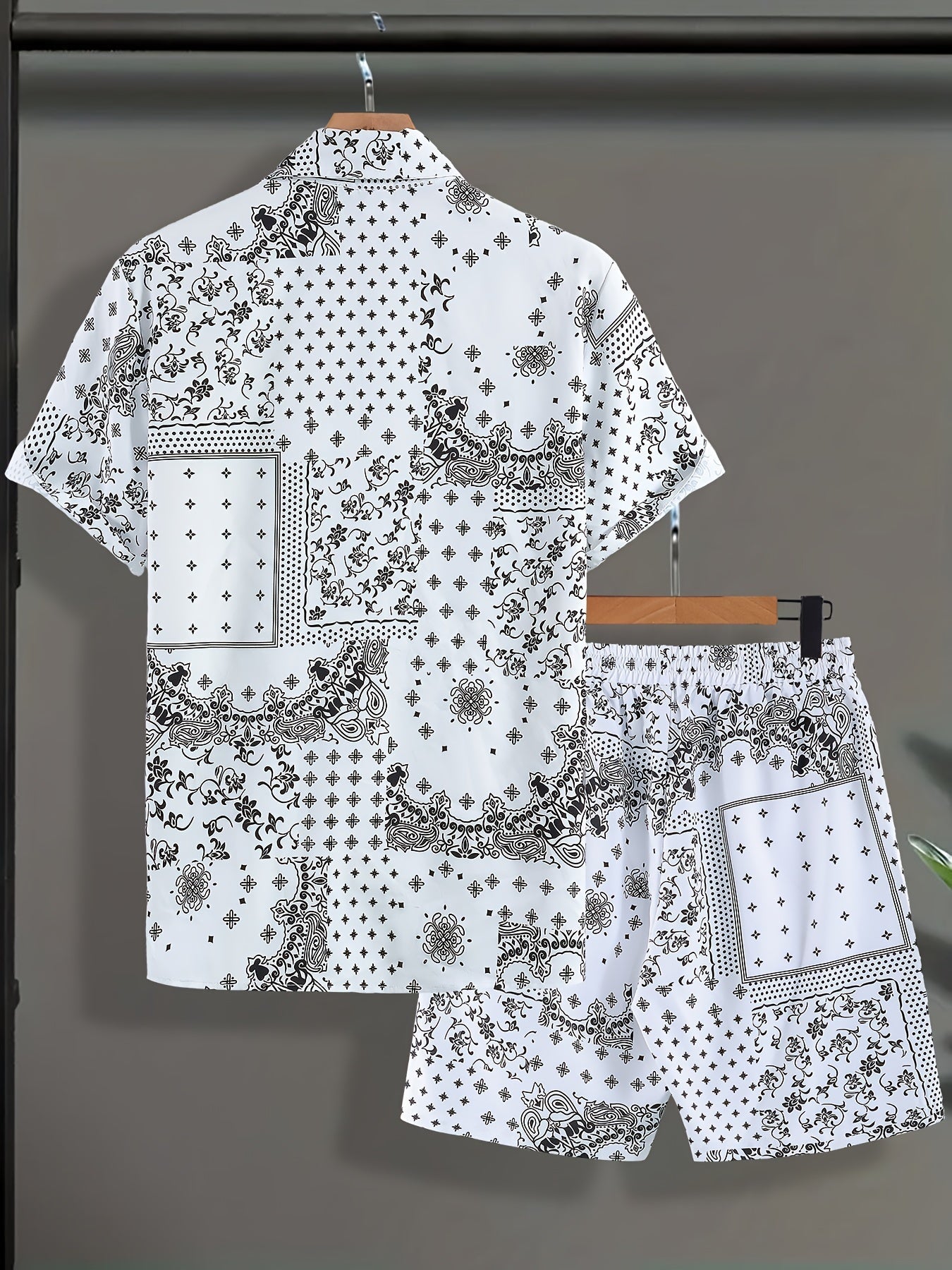 Ensemble chemise et short à motif bandana pour homme, style décontracté été