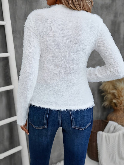 Pull douillet à col montant et manches longues pour femme