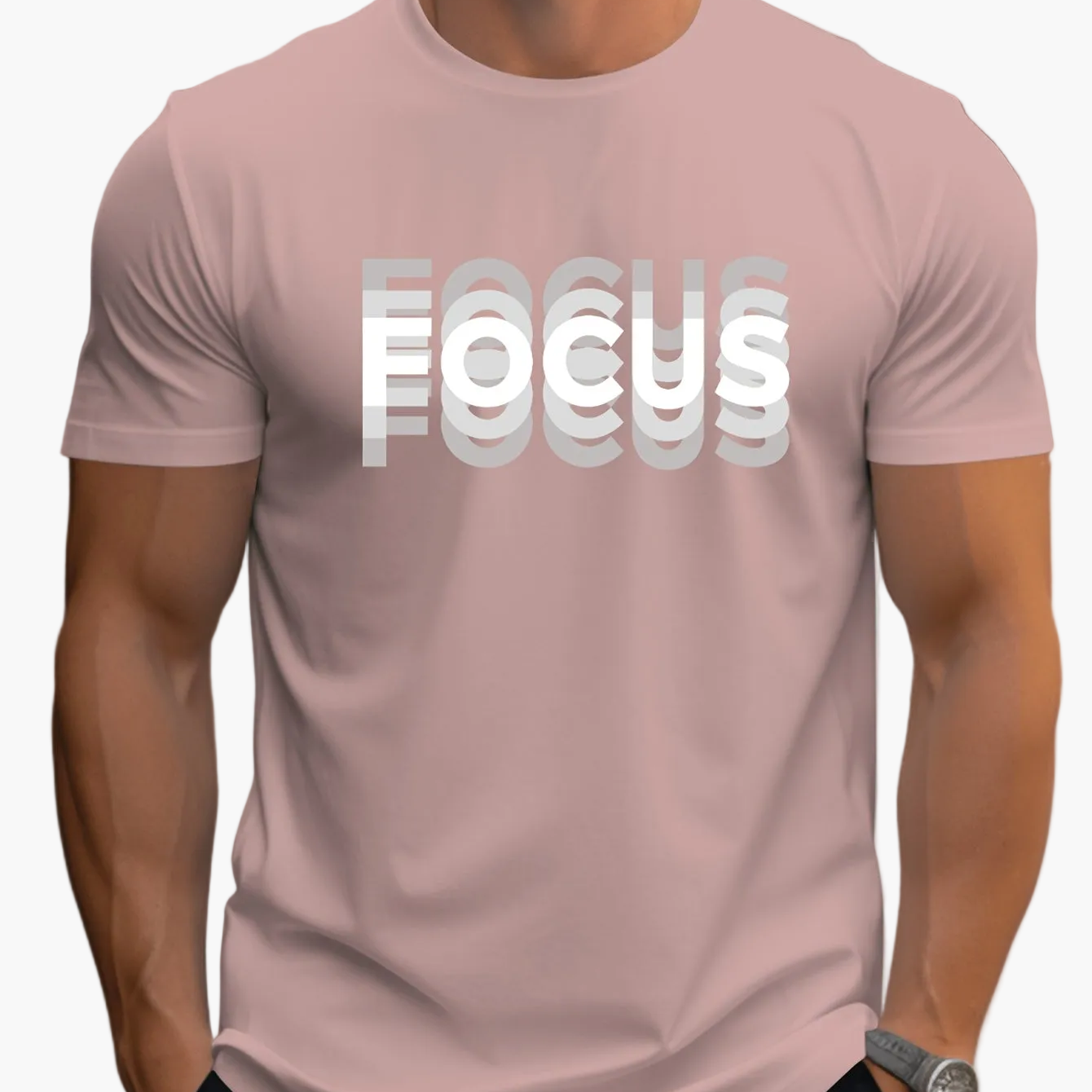 T-shirt Uomo Stile Moderno con Motivo "FOCUS" – Look Urbano e Ispirante