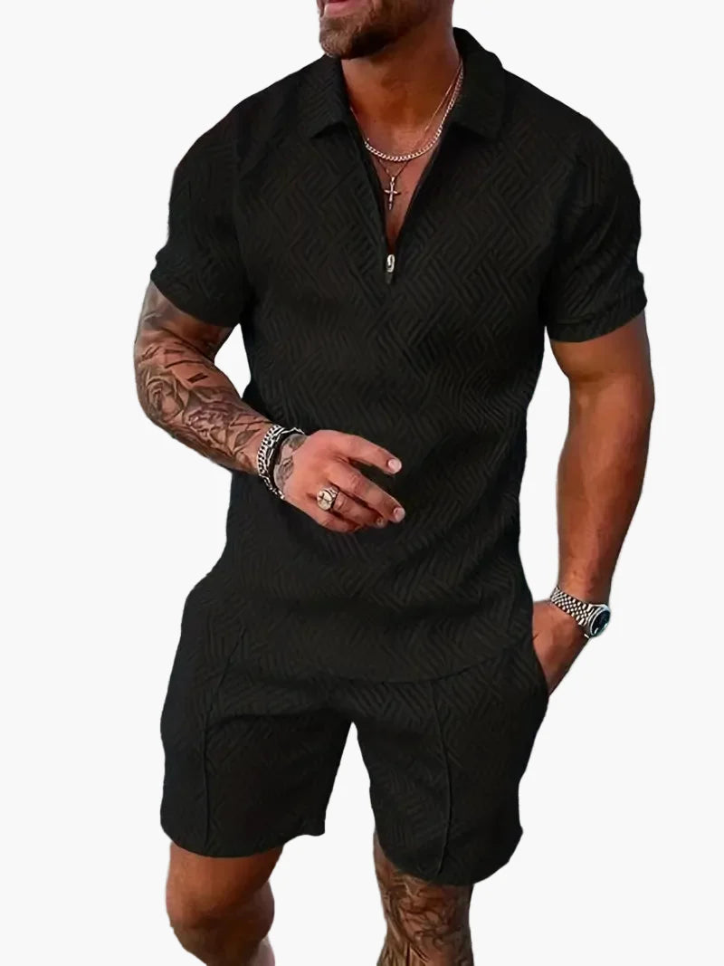 Ensemble polo et short style casual pour homme – Élégance décontractée estivale