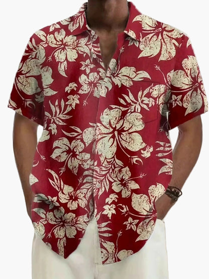 Vintage Hawaiihemd Herren mit Blumenmuster für Urlaub und Sommer