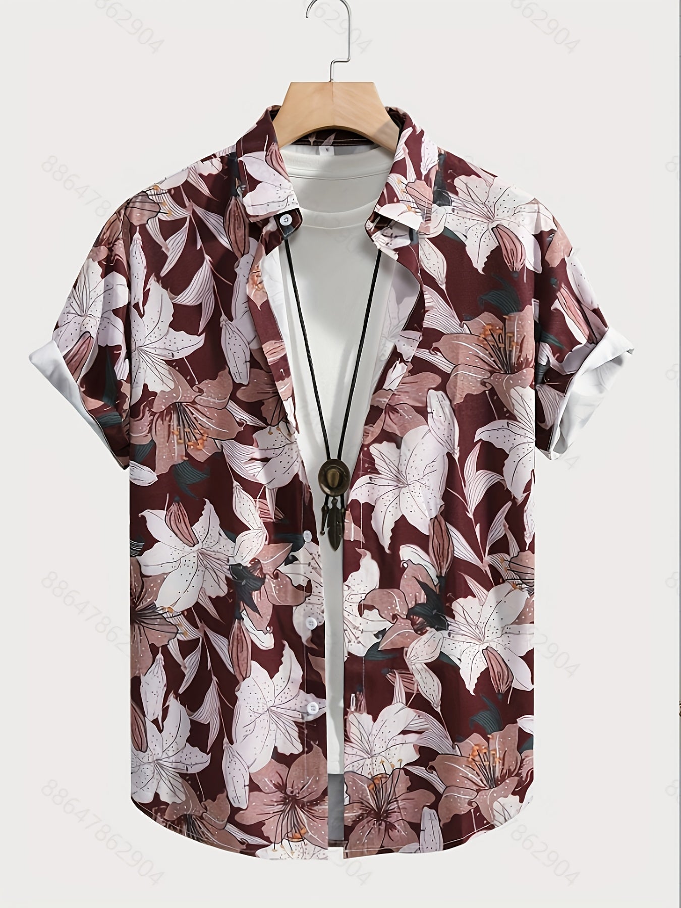 Chemise à manches courtes homme style resort imprimé floral graphique – idéale pour vacances et sorties décontractées