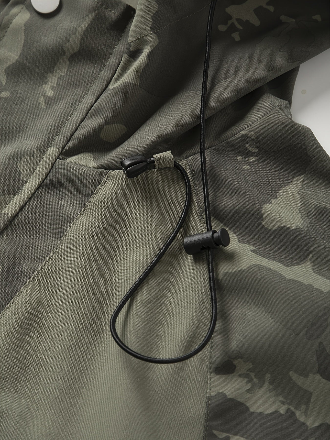 Veste Homme Camouflage Vert à Capuche et Fermeture Éclair