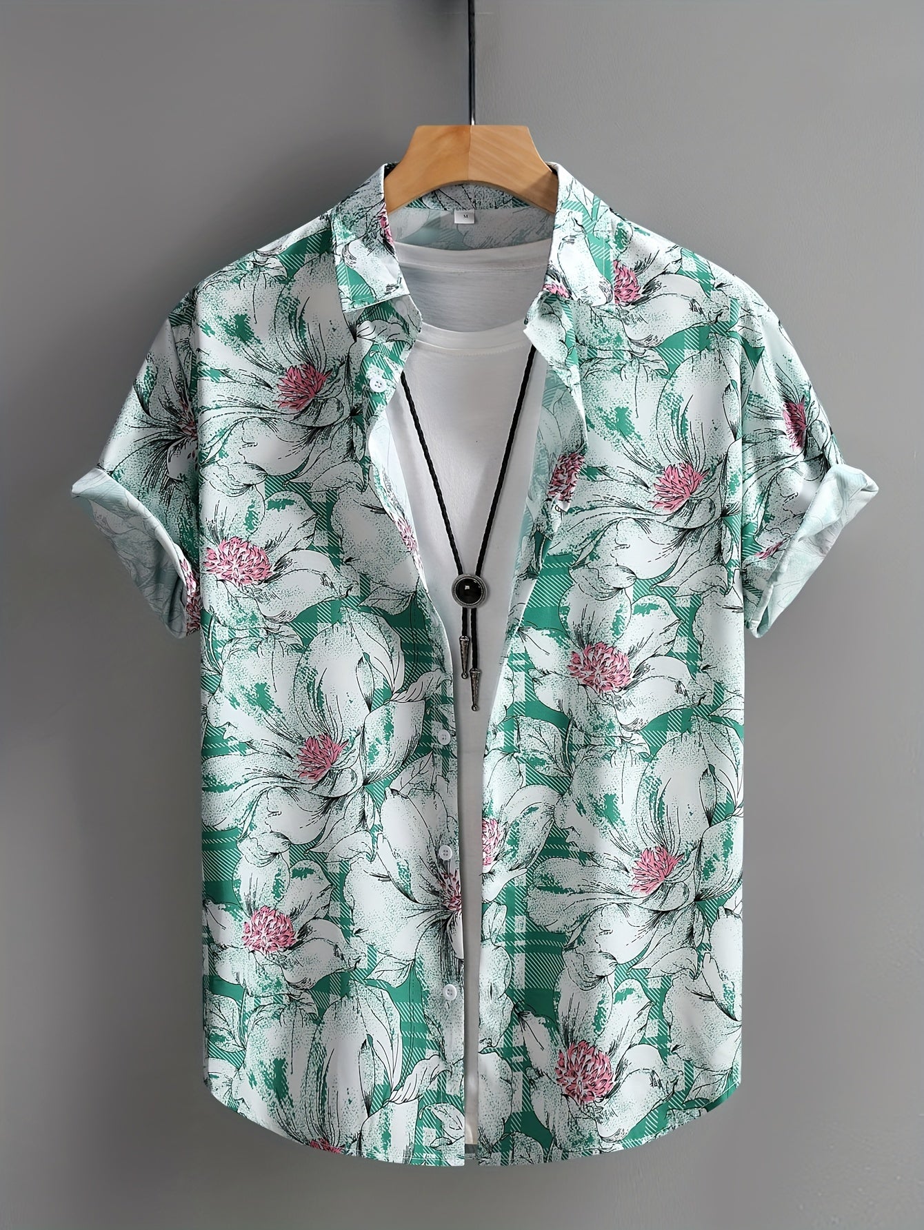 Chemise à manches courtes homme style resort imprimé floral graphique – idéale pour vacances et sorties décontractées