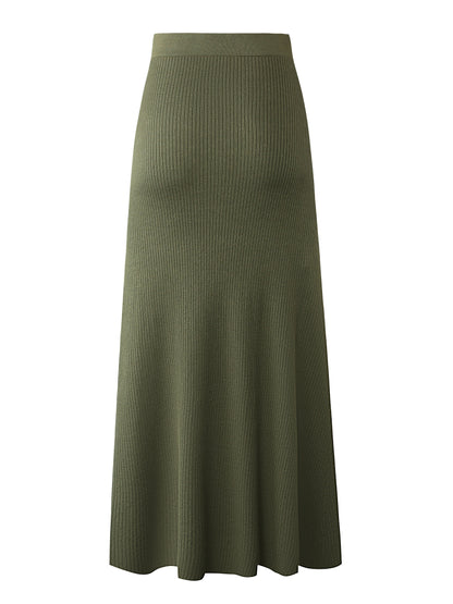 Lange damesrok met hoge taille, casual elegante stijl met ceintuur