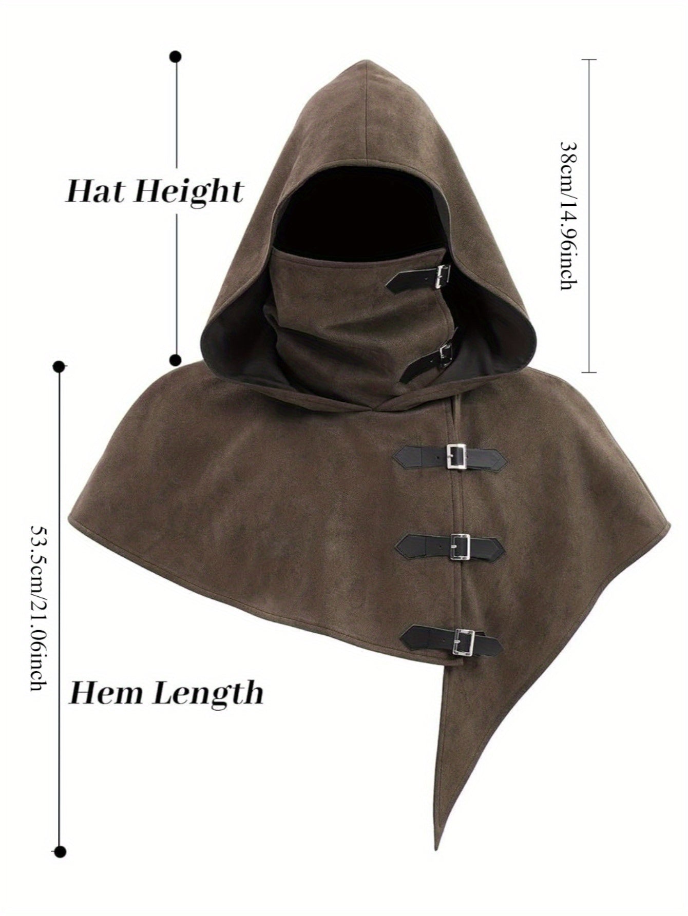 Capuche avec masque intégré et capeline à boucles – Style médiéval pour homme ou femme