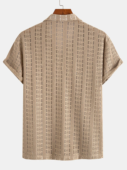 Chemise décontractée homme style bohème à manches courtes pour les vacances plage
