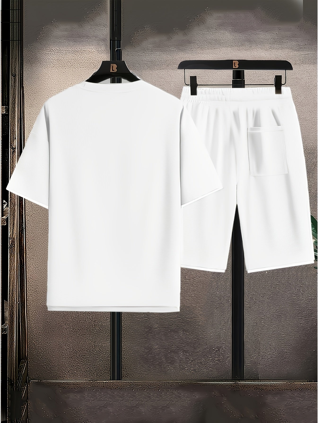 Men's casual sportswear style set, round neck, summer