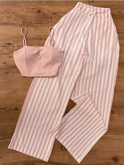 Completo due pezzi da donna - Stile chic a righe per eventi estivi