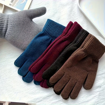 Lot de Gants Tricotés Unisexe avec Poignets Côtelés Chauds Multicolores