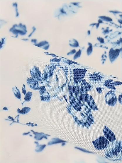 Robe mi-longue femme style champêtre à imprimé fleuri, élégante pour été et occasions décontractées