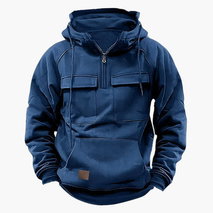 Vinter-hoodie med lynlås i militærstil til mænd – Daglig komfort og varme