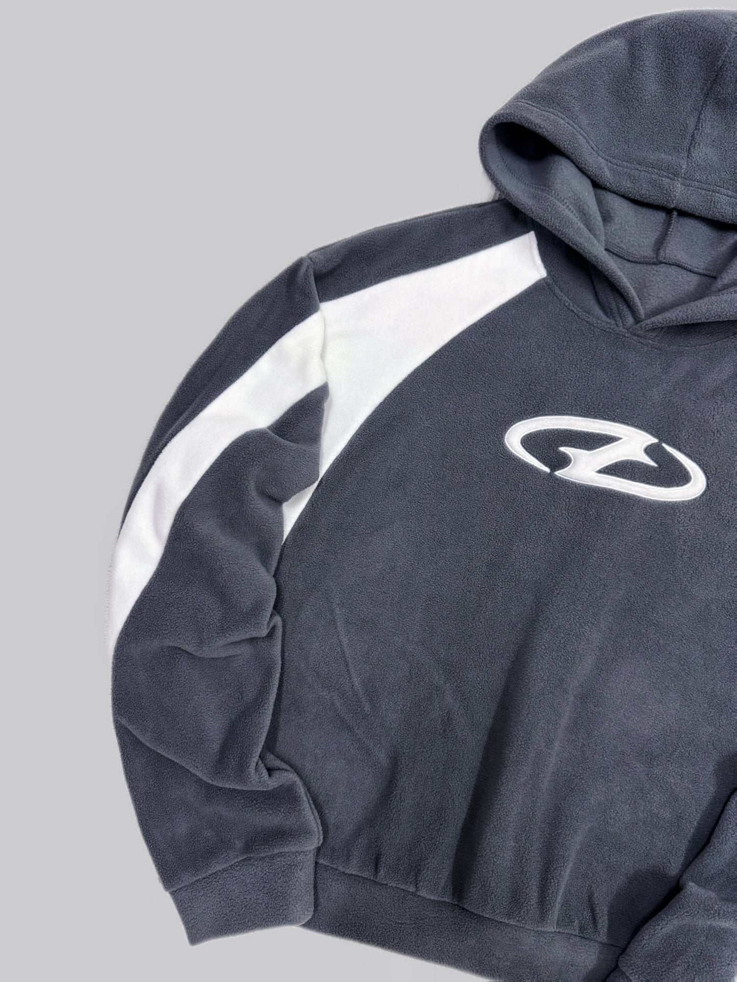 Sweat à Capuche Homme Bicolore Gris Anthracite Blanc Col Roulé Sportif Décontracté